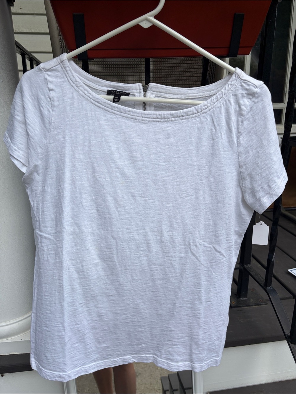 Talbots White Short-Sleeve Linen-Blend Tee